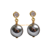 Custom 18K Gold Zircon White S925 Sterling Silver Drop Pearl Earrings