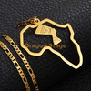 Women Men Jewelry Custom Cross Heart Stainless Steel African Queen American18k Gold Plated Africa Map Pendant Necklace