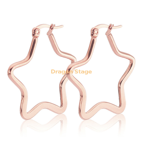 3d Fashion Jewelry Huggie Star Unique Stainless Steel Heart Hoop Drop Plated Gold Simple Geometric Earring For Women