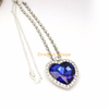 Beautiful custom silver jewelry red women large gold pendant crystal blue ocean titanic stainless steel heart necklace