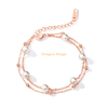 wholesale jewelry gift double layered silver rose gold stainless steel pearl chain bracelet for girl