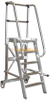 Strong Aluminum Structure KD Packing Movable Platform Supermarket Ladder with Side Rail