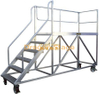 Warehouse Aluminum Step Ladder Trolley with Safety Rail