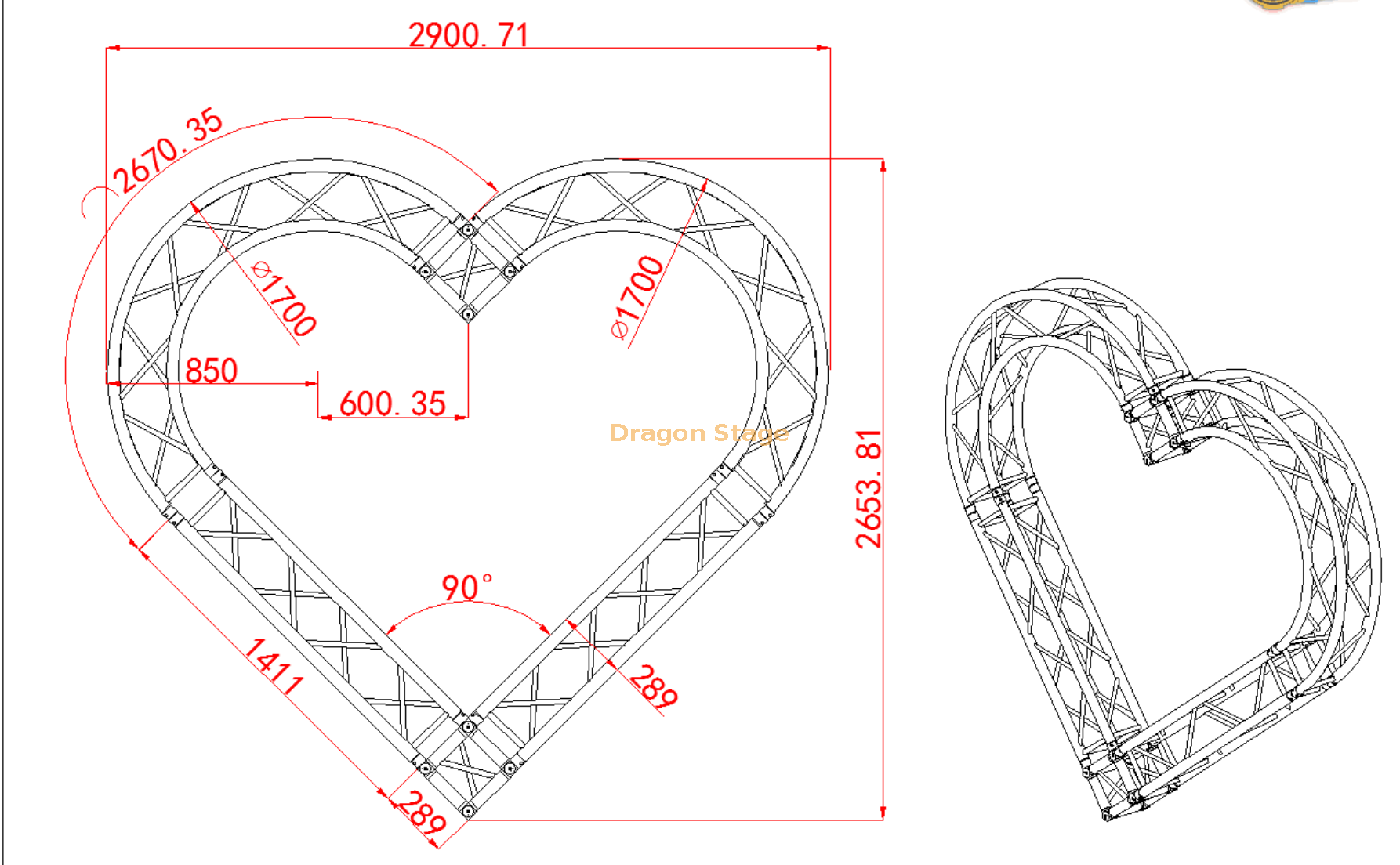 Truss Display Factory Price Aluminum Circle Stage Lighting Round Truss For Wedding Event Heart Shape Display