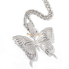 Gold Silver AAA Cubic Zircon Men's Women Hip hop Pedant Butterfly Necklace Rock Jewelry