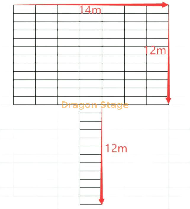 Fashion Show Easy Mobile Assemble Portable T-shape Runway Outdoor Light Aluminum Platform Stage 12.2x10.98m And 12.2x2.44m