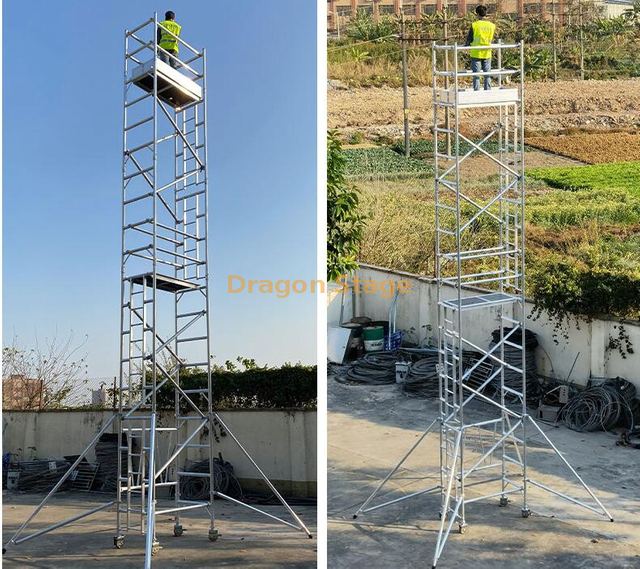 0.75x2x8.97m Aluminum Ladder Single Scaffold Tower
