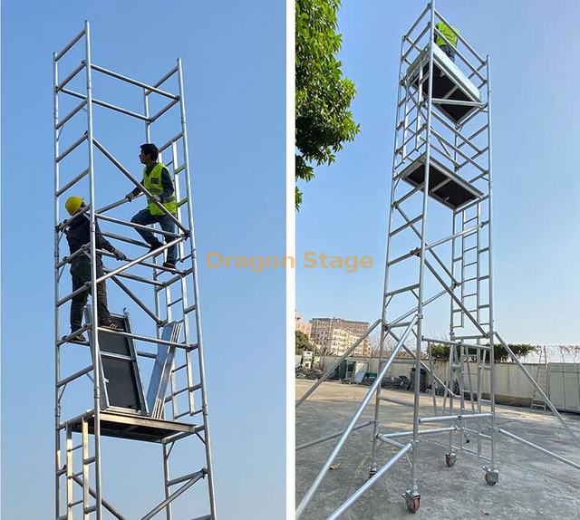 0.75x2x8M Aluminum Mobile Ladder Single Scaffold Tower 