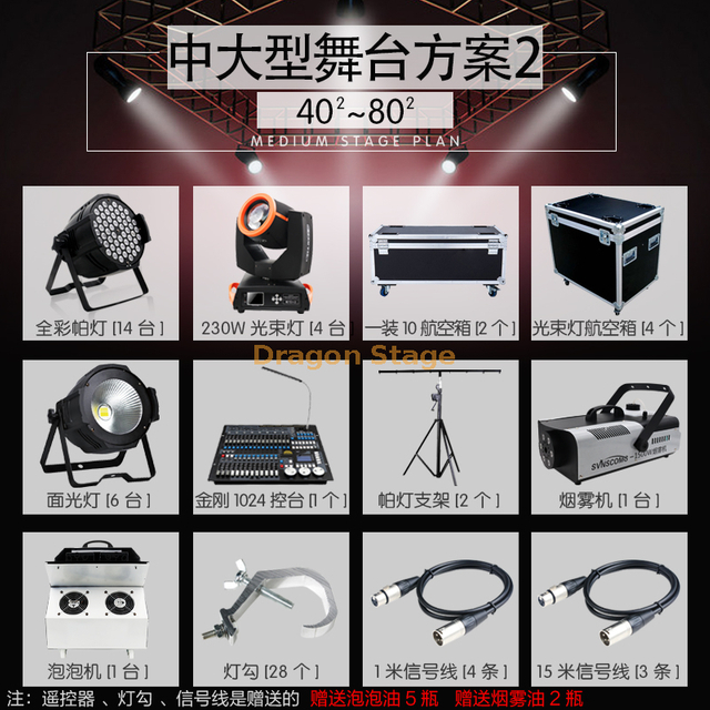 Stage Lighting Equipment Plan for 40-80 Square Meters