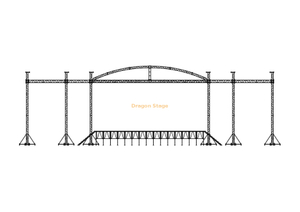 Aluminum Curved Roof Trusses Stage for Sale 12x12x8m with 4 Wings