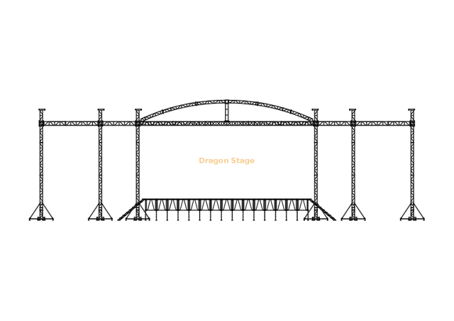 Aluminum Curved Roof Trusses Stage for Sale 12x12x8m with 4 Wings