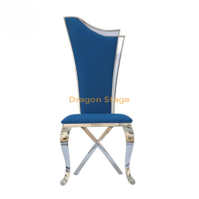 Simple Hotel Wedding Banquet Chair Stainless Steel Frame Soft Bag Backrest Light Luxury Dining Chair High Back Chair