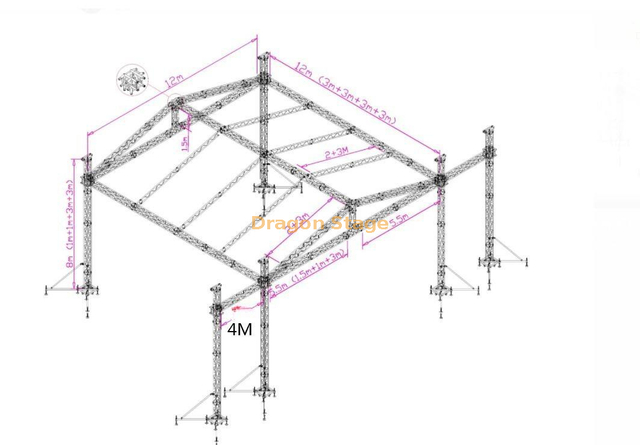 Aluminum Roof Trusses with Led Screen Wings 12x12x8m