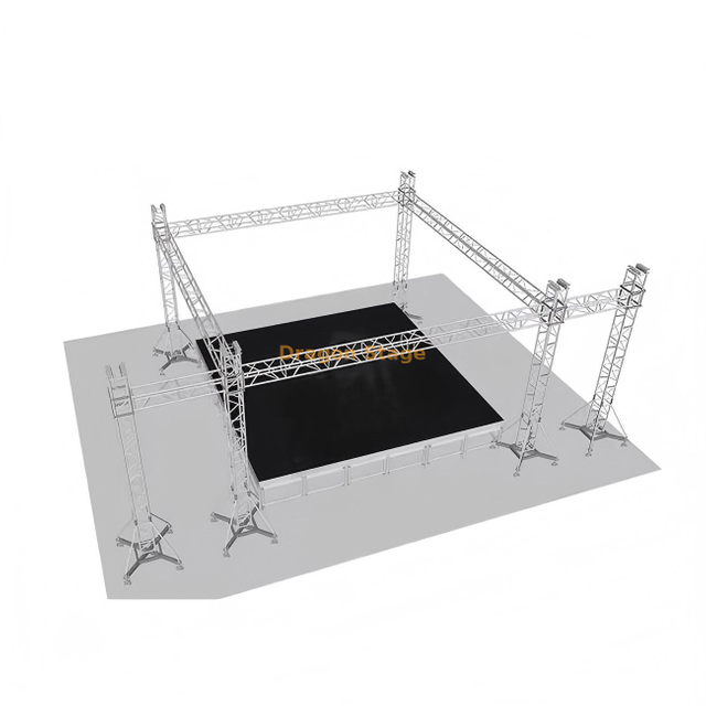 Professional 8x8x6m Aluminum Mobile Stage Truss System with 2m Line Array Speaker Wings