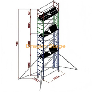 0.75x2x7.53M Aluminum Custom Bracket Single Scaffold Tower