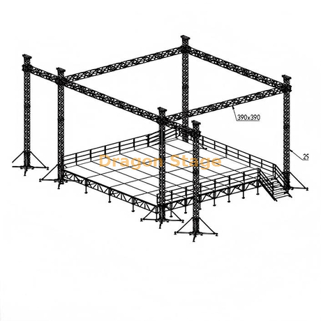7x7x7m Aluminum Event Stage Truss System with 2m Line Array Speaker Wings