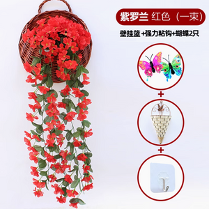 Simulated Violet Wall Hanging Orchid Large Embroidery Artificial Plastic Flower Silk Flower Rattan Red 1 Large Violet Delivery Hook