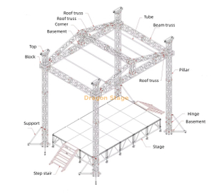 Aluminum Dj Roof Frame Truss for Wedding Stage 7x4x8m
