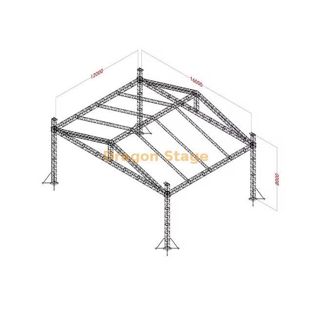16x12x8m Heavy-Duty Aluminum Pitched Roof Stage Truss System (8m Height)