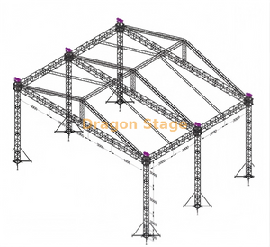 14x12x10m Aluminum Outdoor Concert Roof Truss System - 10m High Heavy-Duty 6-Pillar Ground Support Stage Structure