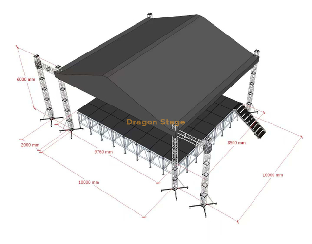 Outdoor Concert Stage Roof Truss 10x10x6m