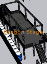 Elevated Dual-Level Modular Platform with Integrated Seating & Access Stairs 14x4.88x3m