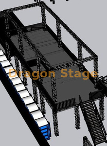 Elevated Dual-Level Modular Platform with Integrated Seating & Access Stairs 14x4.88x3m