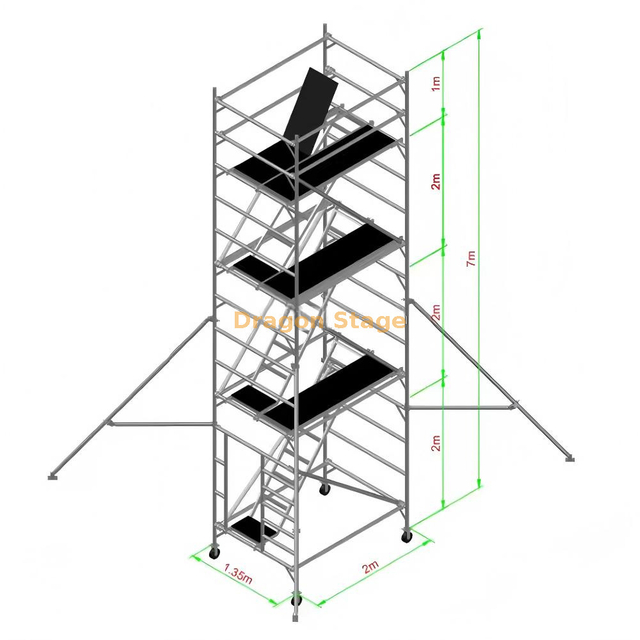7m Custom Wooden Deck Double Scaffolding with Clambing Ladders