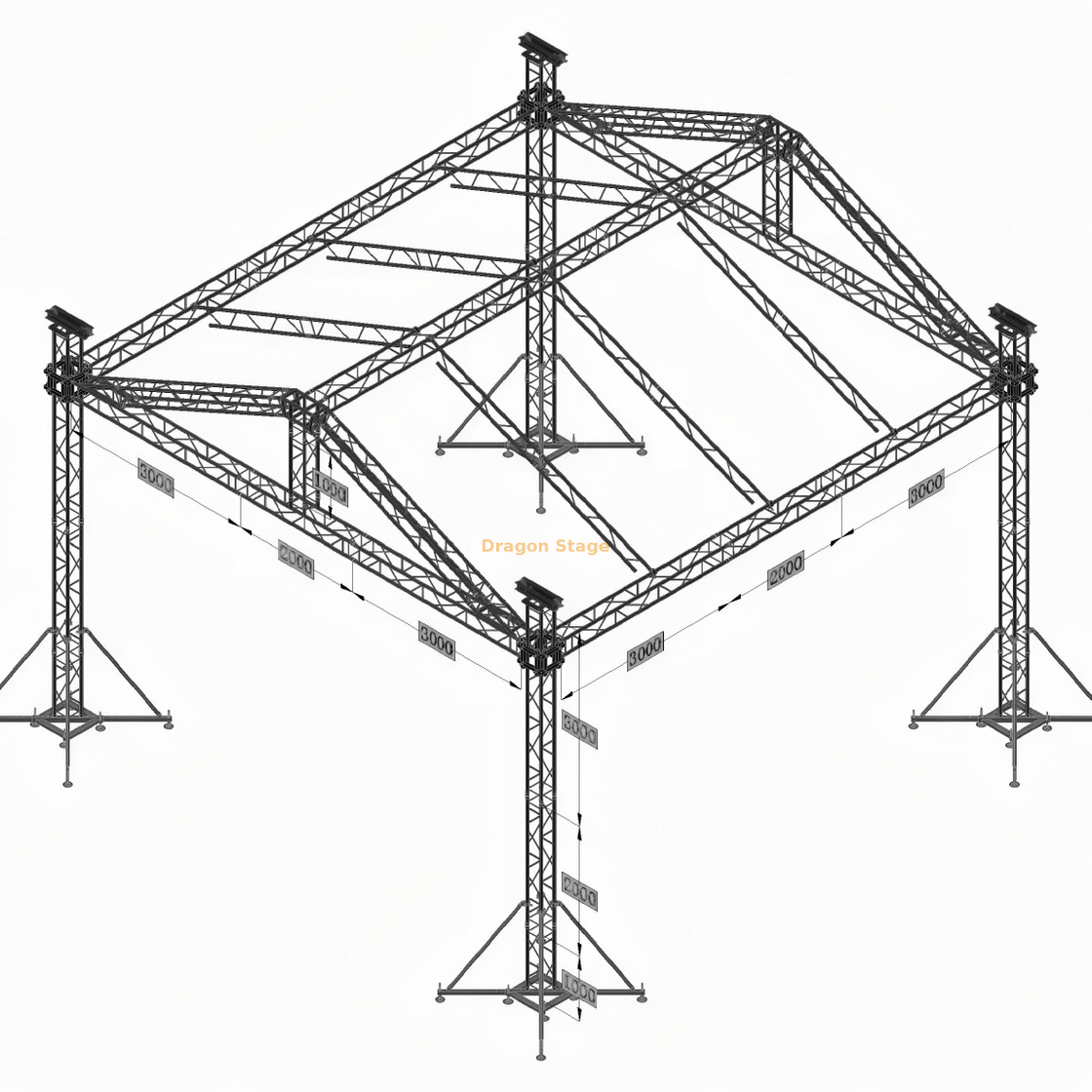 Aluminum Lighting Square Roofing Truss Structure for Event Part 8x8x6m