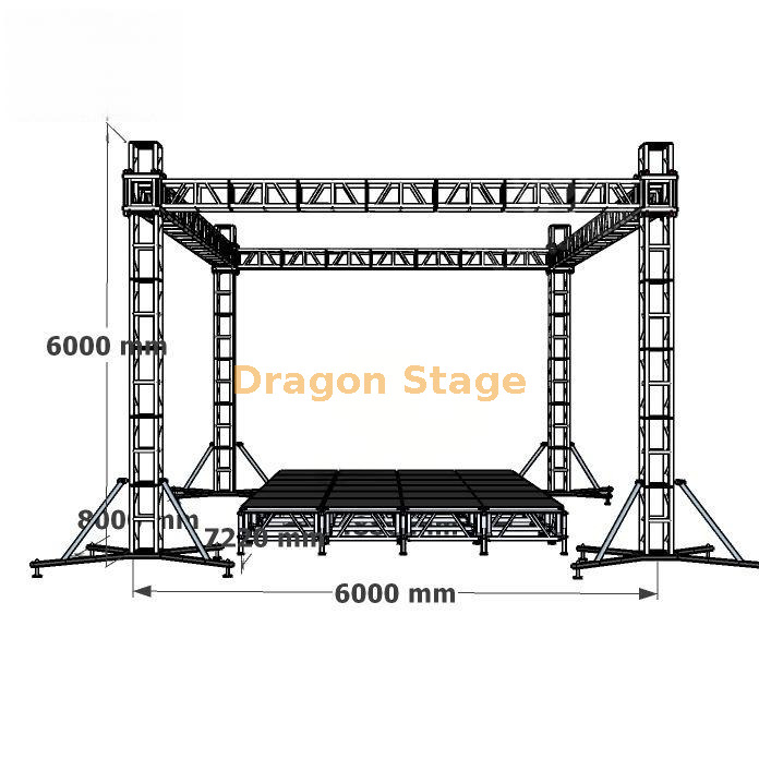 African Aluminum Standard Stage Truss for Open Air Crusade 8x6x6m (4)
