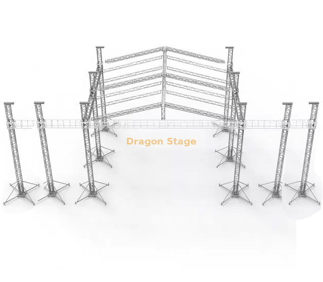 12x12x9m Outdoor Roof Stage with Led Screen 5m And Line Array Truss 1.5m