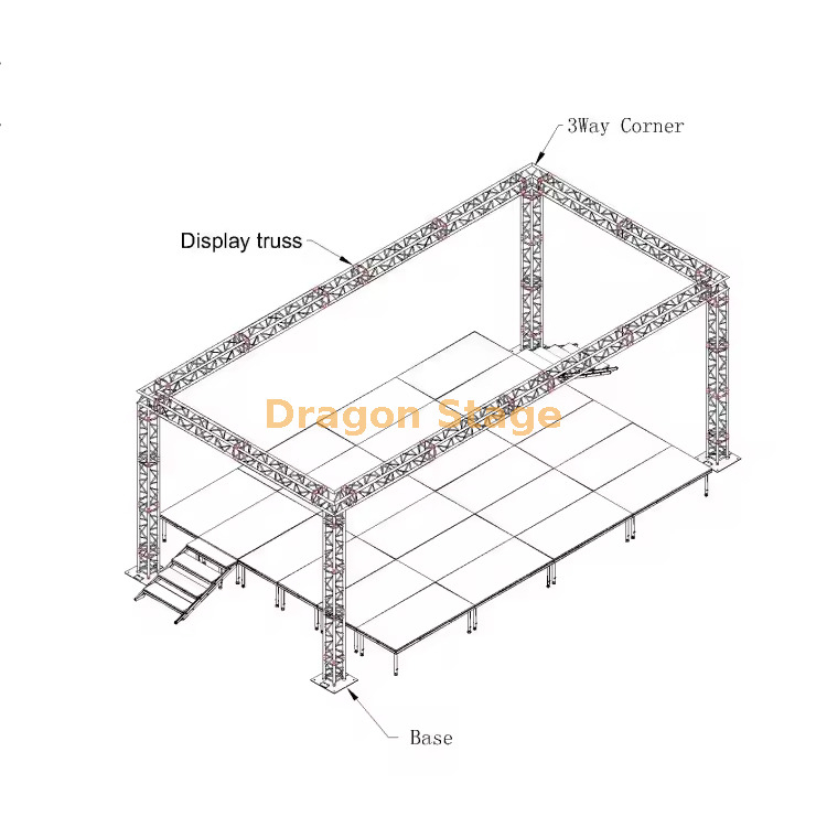 Aluminum Adjustable Height Outdoor Event Stage Truss 5x7x4.5m