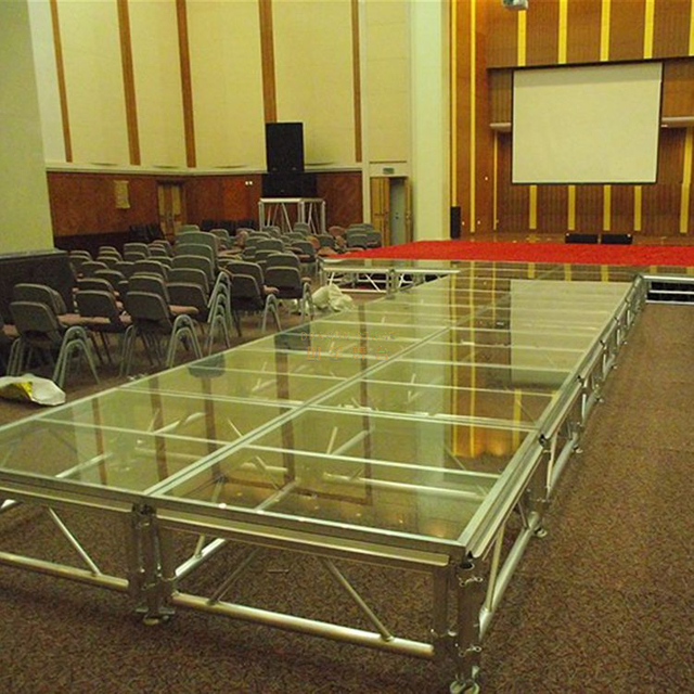 Strong Capacity Aluminum Acrylic Deck Stage 2.44x6.1m Height 0.6-1m 2 stairs