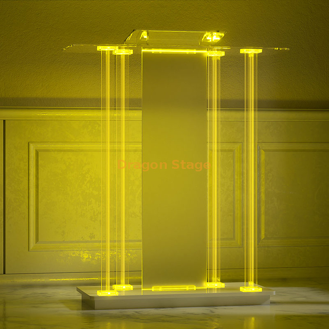 Custom Logo Free Charge Clear Acrylic Glass Podium Transparent Church Pulpit Plexiglass Lectern Debate Wedding