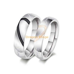 Heart-shaped couple rings, commitment titanium steel couple wedding ring