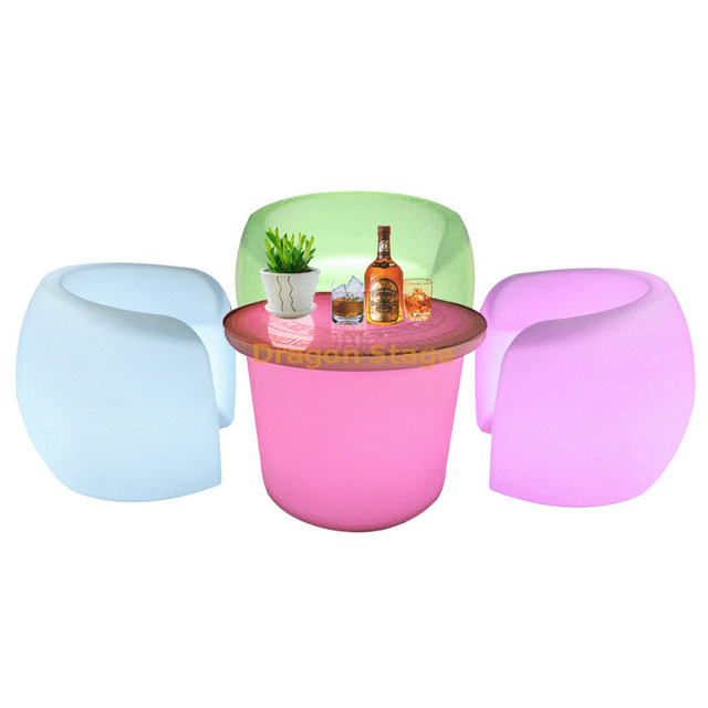 Outdoor Garden Sets Furniture RGB Bar Nightclub Led Illuminated Cocktail Tables And Chairs for Sale, Led Furniture for Party