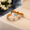 Fashion Simple Cheap Stainless Steel Lovers Matte Marriage Zircon Bridal Rings