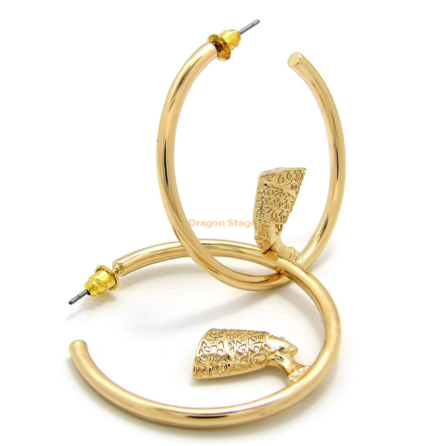 new 2020 women earring jewelry 18k gold plated stainless steel silver nefertiti big hoop circle earrings