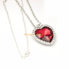 Beautiful custom silver jewelry red women large gold pendant crystal blue ocean titanic stainless steel heart necklace