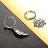 wholesale fashion hip hop jewelry custom stainless steel sun and moon dangle drop hoop earring