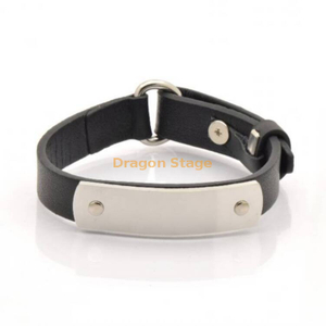 Custom Word Leather Cuff Bracelet With Engraved Metal Plate
