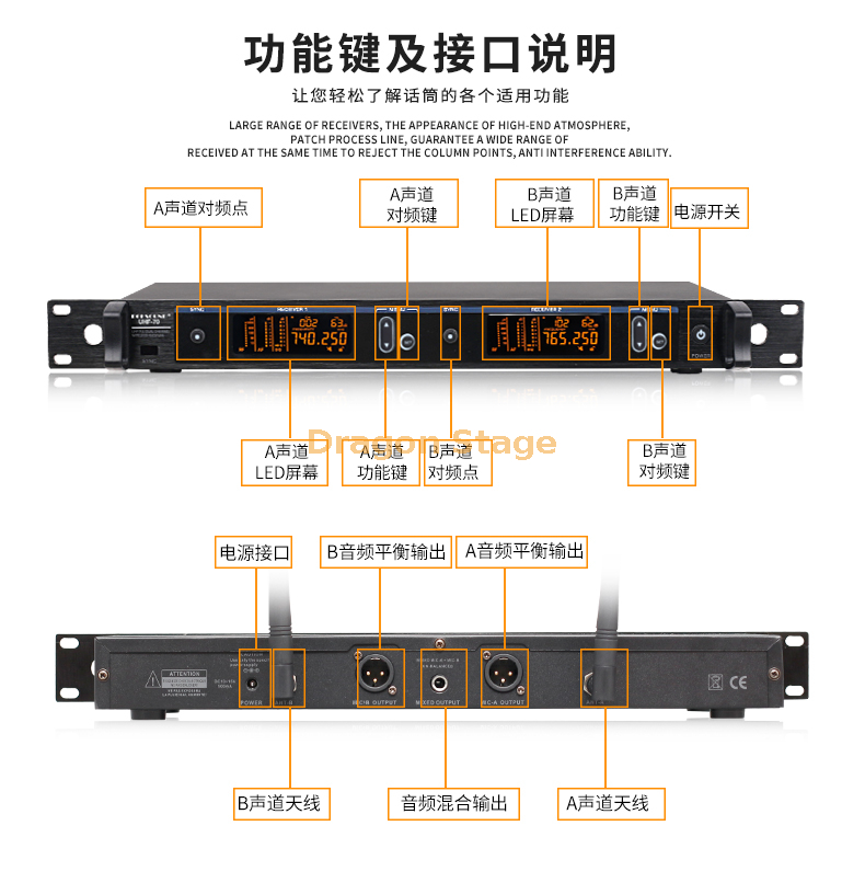 details of Professional outdoor stage performance wedding one to two wireless microphone home conference KTV home microphone (2)