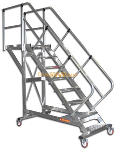 Aluminum Industrial Large Platform Tubular Ladder