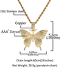 Gold Silver AAA Cubic Zircon Men's Women Hip hop Pedant Butterfly Necklace Rock Jewelry