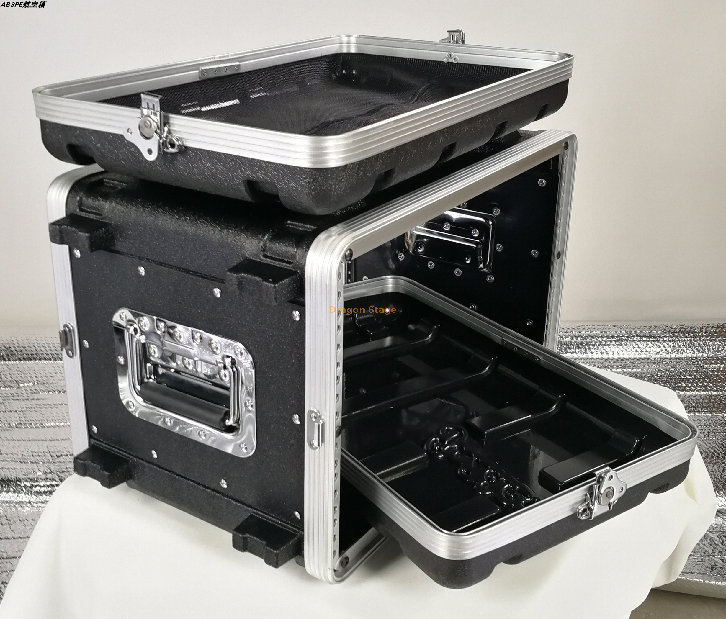 ABS 6U310 Trolley Case with Wheels 19inch Audio Power Amplifier Equipment Cabinet Waterproof Case