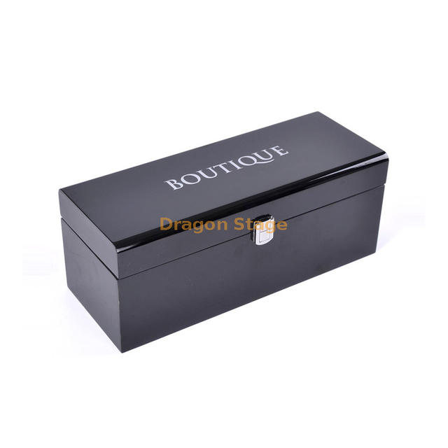 Black High Glossy Silver Logo wood gift box for wine