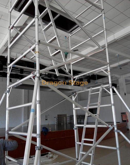 4.29m Aluminum Scaffolding with Hang Ladder From Garage Ceiling