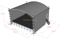 Aluminum Curved Stage Roof Truss System with Portable Stage 10x9x6m