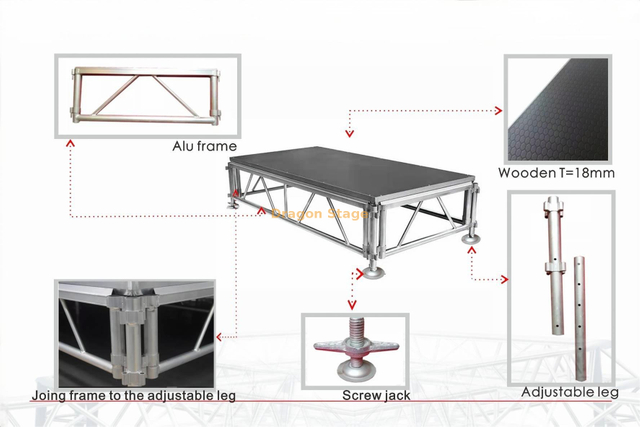 Wedding Plywood Portable Mobile Performance Music Stages Platform 17x6m