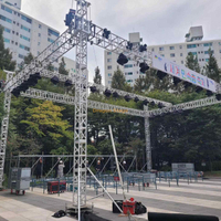 Portable mobile music stage with center beam structure for concerts and live events